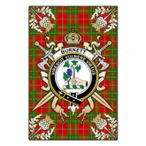 Burnett Ancient Tartan Crest Black Garden Flag - Gold Thistle Style