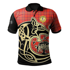 Burnett Modern Tartan Polo Shirt Viking Wolf
