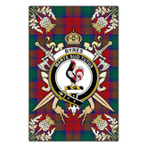 Byres Tartan Crest Black Garden Flag - Gold Thistle Style
