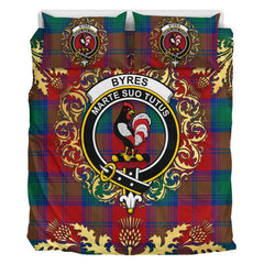 Byres (Byses) Tartan Crest Bedding Set - Golden Thistle Style