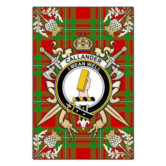 Callander Modern Tartan Crest Black Garden Flag - Gold Thistle Style
