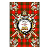 Cameron Modern Tartan Crest Black Garden Flag - Gold Thistle Style