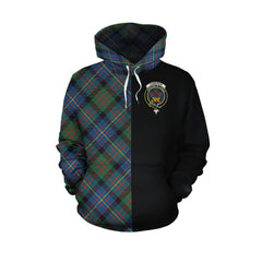 Cameron of Erracht Ancient Tartan Hoodie Half of Me - Cross Style