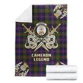 Cameron of Erracht Modern Tartan Gold Courage Symbol Blanket