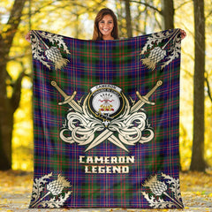 Cameron of Erracht Modern Tartan Gold Courage Symbol Blanket