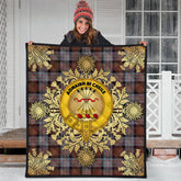 Cameron of Erracht Weathered Tartan Crest Premium Quilt - Gold Thistle Style