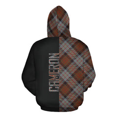 Cameron of Erracht Weathered Tartan Hoodie Half of Me - Cross Style