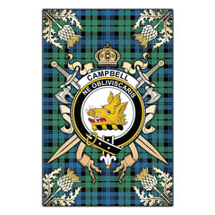 Campbell Ancient 01 Tartan Crest Black Garden Flag - Gold Thistle Style