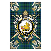 Campbell Ancient 02 Tartan Crest Black Garden Flag - Gold Thistle Style