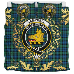Campbell Ancient 02 Tartan Crest Bedding Set - Golden Thistle Style
