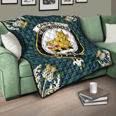Campbell Ancient 02 Tartan Crest Premium Quilt - Gold Thistle Style