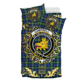 Campbell Argyll Ancient Tartan Crest Bedding Set - Golden Thistle Style
