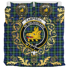 Campbell Argyll Ancient Tartan Crest Bedding Set - Golden Thistle Style