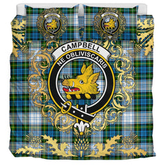 Campbell Dress 01 Tartan Crest Bedding Set - Golden Thistle Style