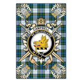 Campbell Dress Tartan Crest Black Garden Flag - Gold Thistle Style