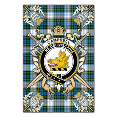 Campbell Dress Tartan Crest Black Garden Flag - Gold Thistle Style