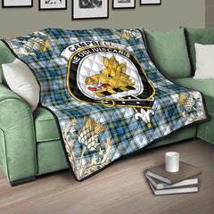 Campbell Dress Ancient Tartan Crest Premium Quilt - Gold Thistle Style