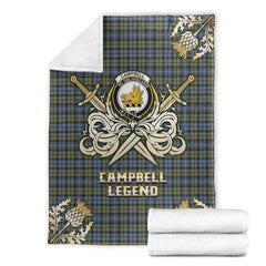 Campbell Faded Tartan Gold Courage Symbol Blanket