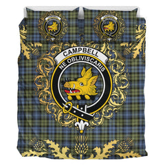 Campbell Faded Tartan Crest Bedding Set - Golden Thistle Style