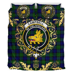 Campbell Modern Tartan Crest Bedding Set - Golden Thistle Style