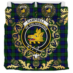 Campbell Modern Tartan Crest Bedding Set - Golden Thistle Style