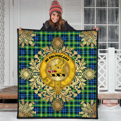 Campbell of Breadalbane Ancient Tartan Crest Premium Quilt - Gold Thistle Style