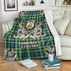 Campbell of Breadalbane Ancient Tartan Gold Courage Symbol Blanket