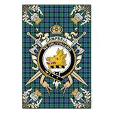 Campbell of Cawdor Ancient Tartan Crest Black Garden Flag - Gold Thistle Style