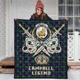 Campbell of Cawdor Modern Tartan Crest Legend Gold Royal Premium Quilt