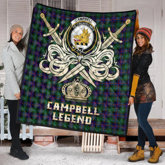 Campbell of Cawdor Modern Tartan Crest Legend Gold Royal Premium Quilt