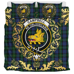 Campbell of Loudoun Tartan Crest Bedding Set - Golden Thistle Style