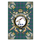 Carmichael Ancient Tartan Crest Black Garden Flag - Gold Thistle Style
