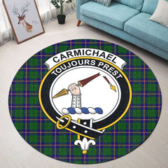 Carmichael Modern Tartan Crest Round Rug