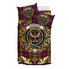 Carnegie Modern Tartan Crest Bedding Set - Golden Thistle Style