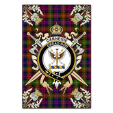 Carnegie Modern Tartan Crest Black Garden Flag - Gold Thistle Style