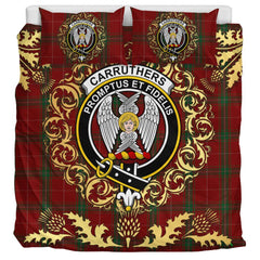 Carruthers Tartan Crest Bedding Set - Golden Thistle Style