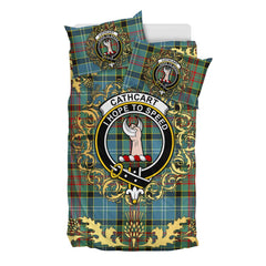 Cathcart Tartan Crest Bedding Set - Golden Thistle Style
