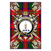 Charteris Tartan Crest Black Garden Flag - Gold Thistle Style