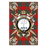 Cheyne Tartan Crest Black Garden Flag - Gold Thistle Style