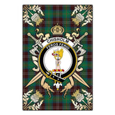 Chisholm Hunting Ancient Tartan Crest Black Garden Flag - Gold Thistle Style