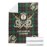 Chisholm Hunting Ancient Tartan Gold Courage Symbol Blanket