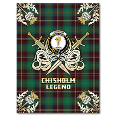 Chisholm Hunting Ancient Tartan Gold Courage Symbol Blanket