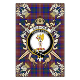Chisholm Hunting Modern Tartan Crest Black Garden Flag - Gold Thistle Style