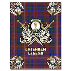 Chisholm Hunting Modern Tartan Gold Courage Symbol Blanket