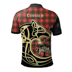 Chisholm Modern Tartan Polo Shirt Viking Wolf