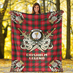 Chisholm Modern Tartan Gold Courage Symbol Blanket
