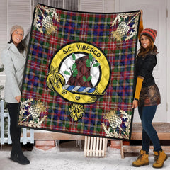 Christie Tartan Crest Premium Quilt - Gold Thistle Style