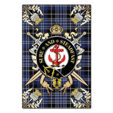 Clark Tartan Crest Black Garden Flag - Gold Thistle Style