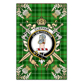 Clephane Tartan Crest Black Garden Flag - Gold Thistle Style