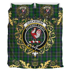 Cockburn 01 Tartan Crest Bedding Set - Golden Thistle Style